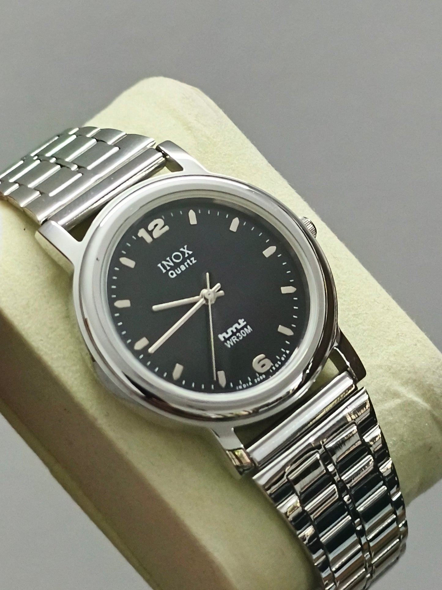 HMT INOX Round Quartz Watch with Black Dial