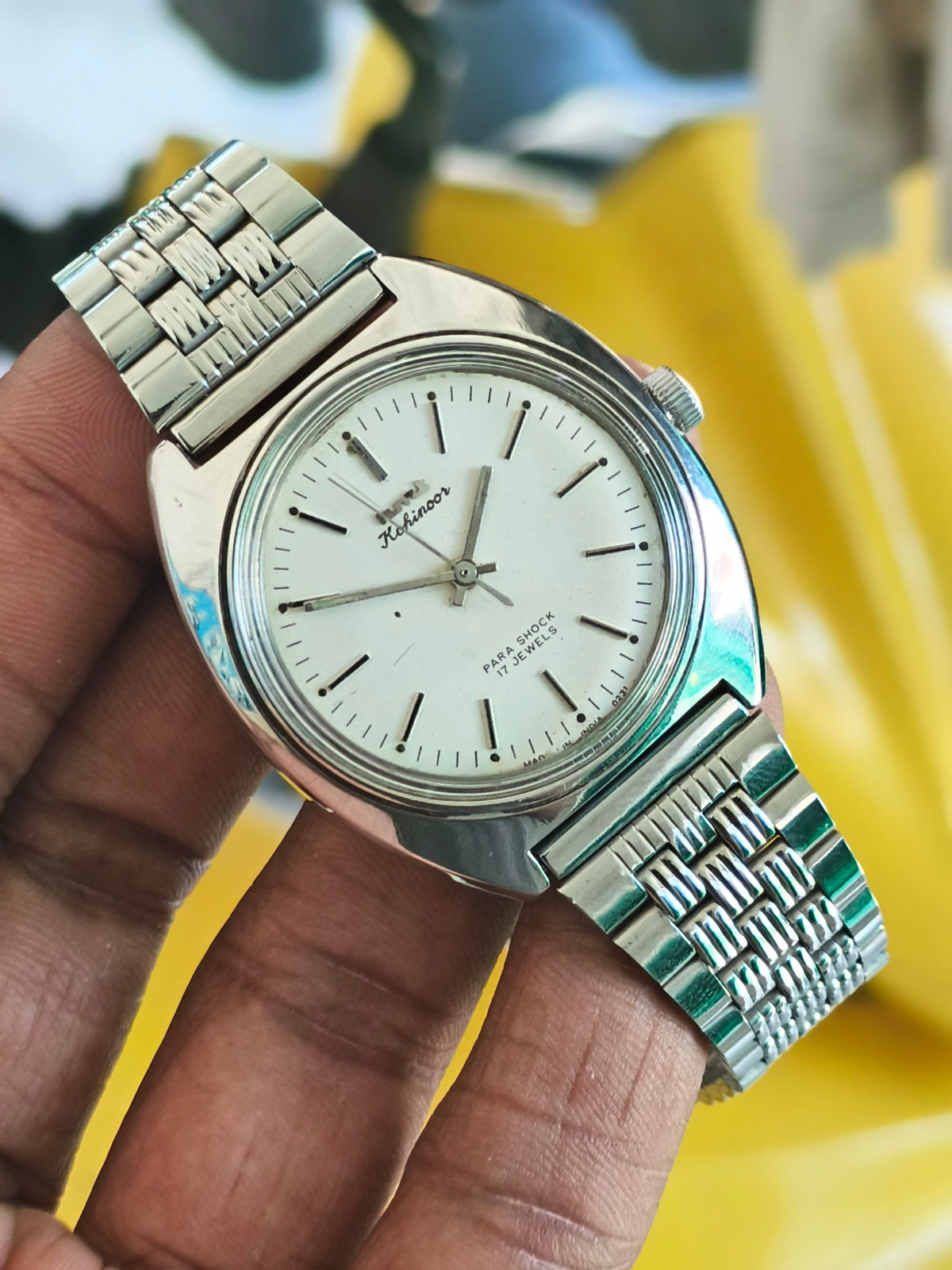 HMT Kohinoor Mechanical Hand-Wound Vintage Watch with a White Dial