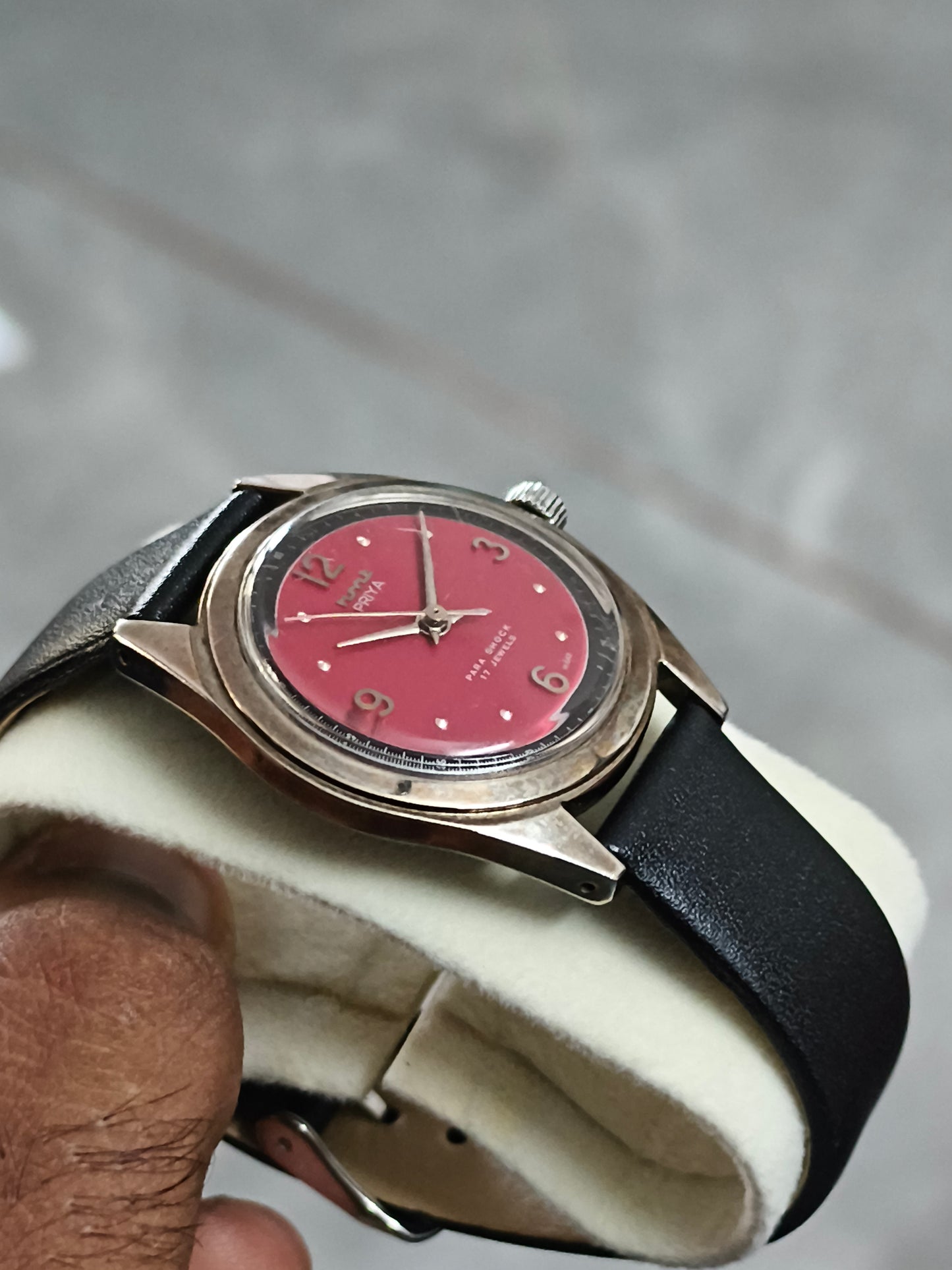 HMT Priya Mechanical Watch with Deep Red Dial, Mint Condition Full Set